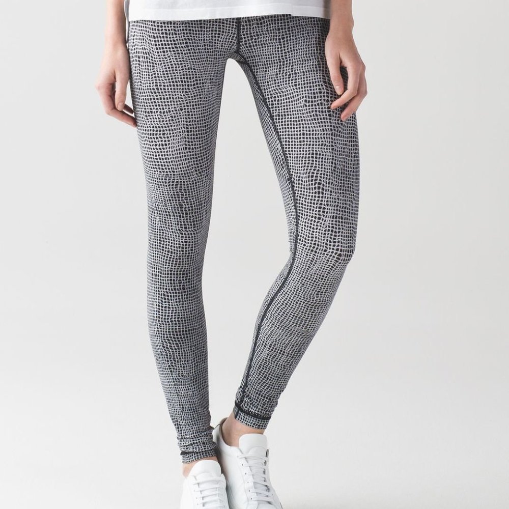 Lululemon Wunder Under Pant III Fall Net White Black - Size 4